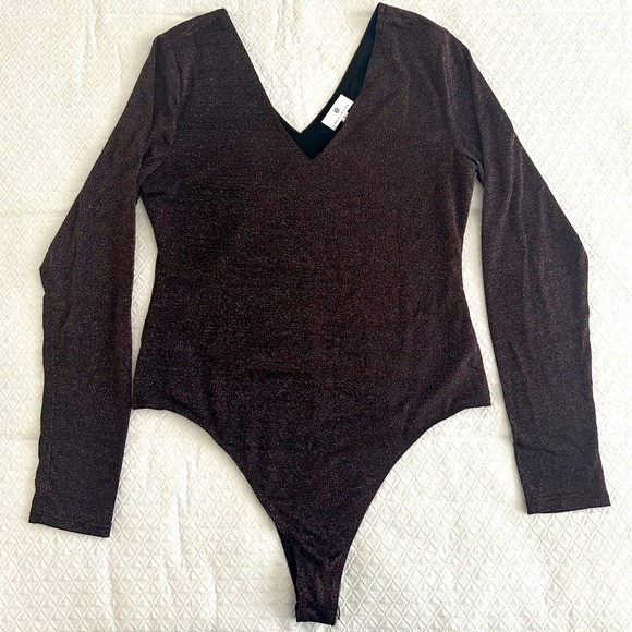 Socialite “Amiya” Black Copper Sparkle Bodysuit Size Large NWT!!! - Picture 1 of 6